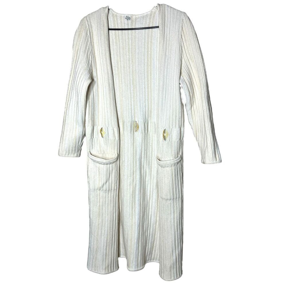 Vintage‎ Cream Chunky Knit Long Duster Cardigan